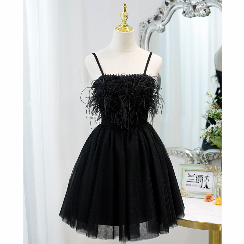 黒 オフショルダー ふわふわ ショート丈 可愛い プリンセス パーティードレス 二次会 ウェディングドレス LJ-514