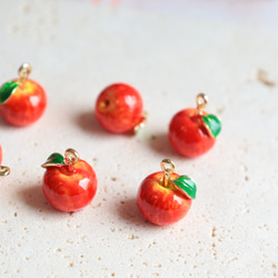 新作★立体　りんご　エポチャーム　ゴールド　 11枚目の画像