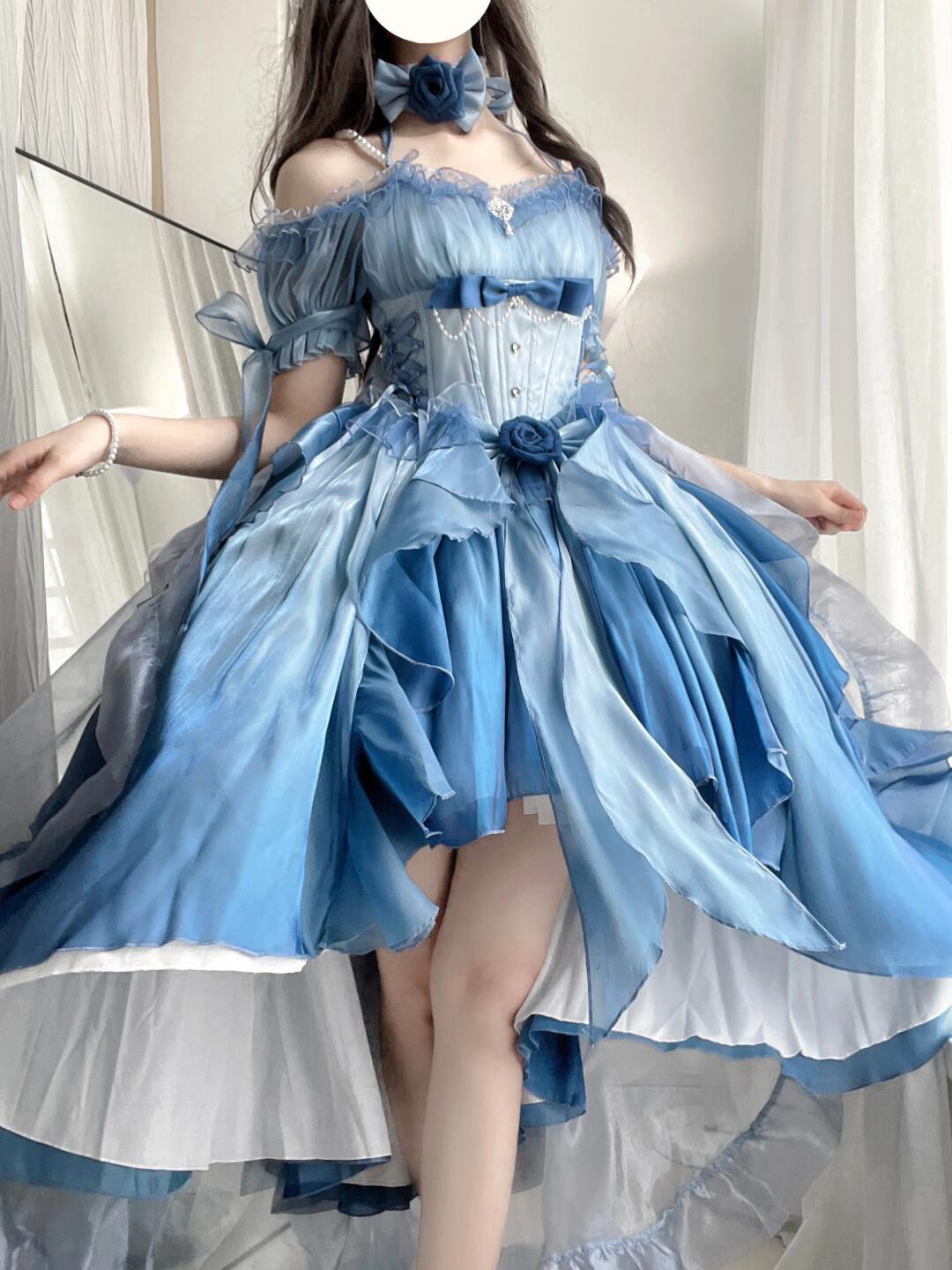 ロリータワンピース  lolitaドレス  洋服   2点セット（ワンピース+トレーン）少女風