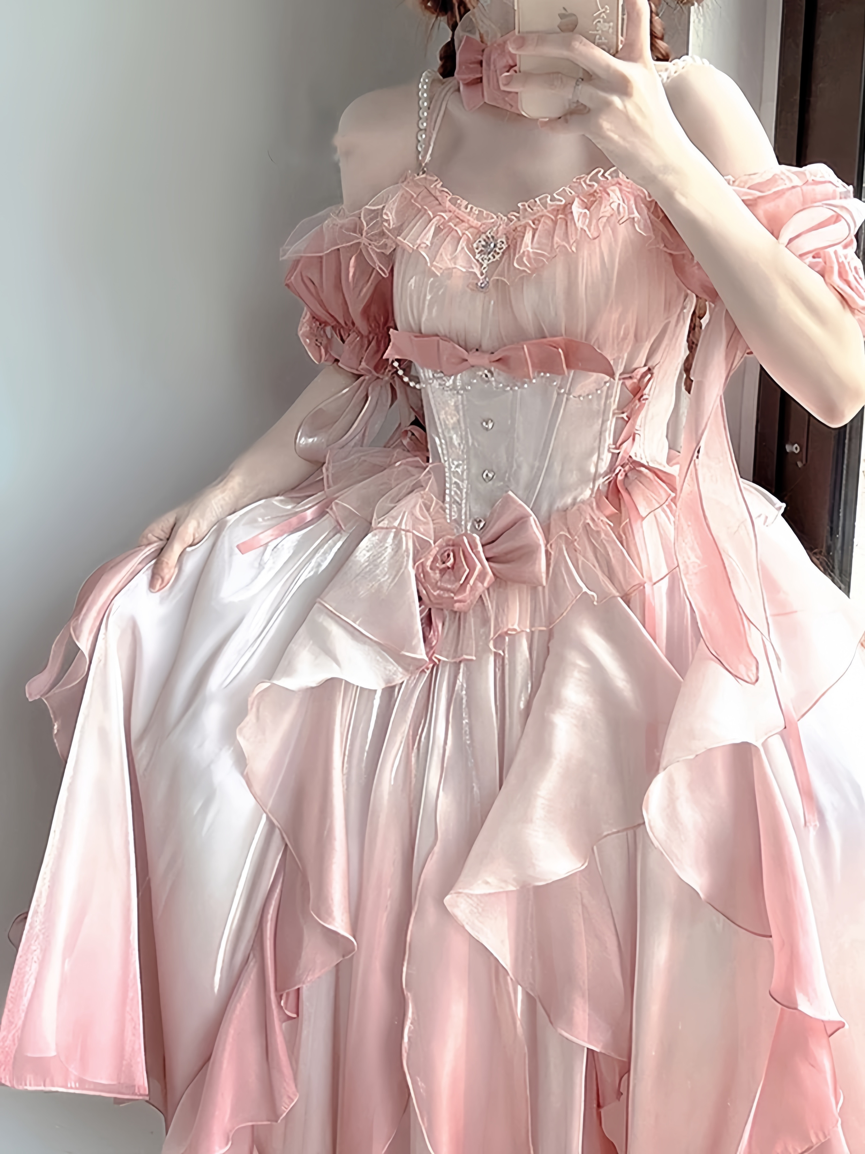 ロリータワンピース  lolitaドレス  洋服   2点セット（ワンピース+トレーン）少女風