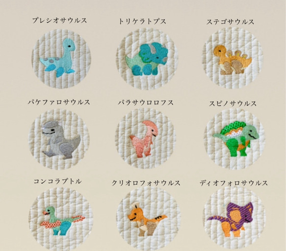 L Lサイズ　ハピリーダイナソー  選べる　両開き2wayマザーズバッグ　ヌビ　刺繍　恐竜　ボストンバッグ　オリジナル 10枚目の画像