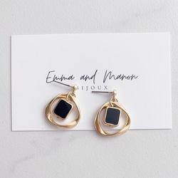 チタンポスト　アレルギー対応　エポビーズ　シンプル　ピアス/イヤリング　ブラック　パーティ　シンプル 8枚目の画像