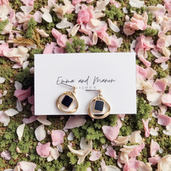 チタンポスト　アレルギー対応　エポビーズ　シンプル　ピアス/イヤリング　ブラック　パーティ　シンプル 5枚目の画像