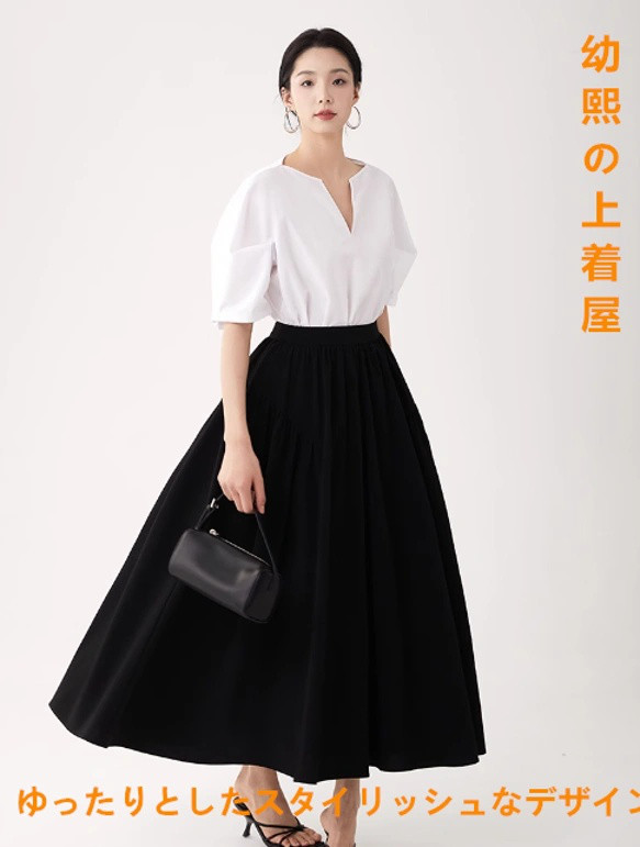 上着白のけだるい風リラックス風vネックスリットレトロな婦人服洋風シャツ