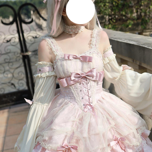 ロリータワンピース lolitaドレス 洋服 3点セット（ワンピース＋アーム