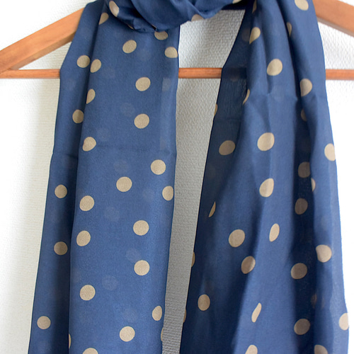 ポルカドット柄シフォンショートストール ネイビー ストール Sticka