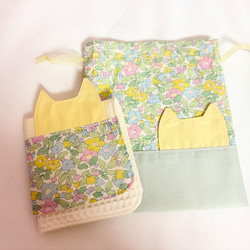 リバティプリント』使用❇︎葉っぱのパッチワークコースター(黄色緑系