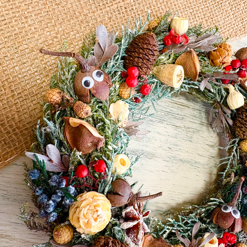 木の実のリース クリスマスリース ナチュラルインテリア 木の実のリース クリスマスリース ナチュラルインテリア