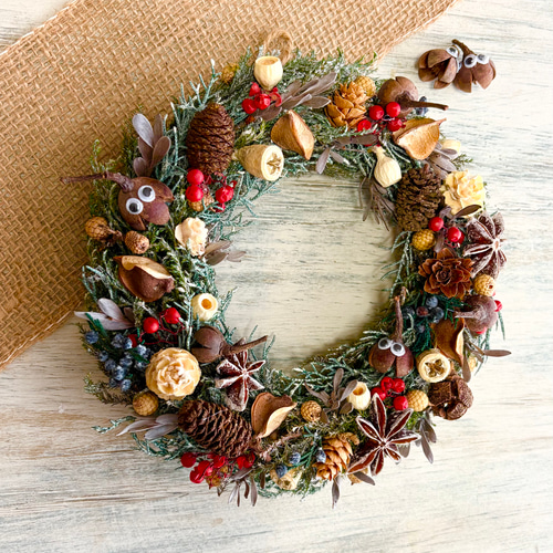 木の実ちゃんのクリスマスリース ナチュラルリース 秋冬リース