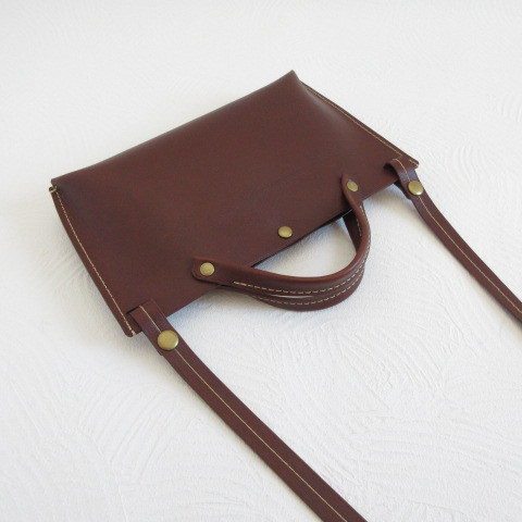 レクタングル♪《牛革》２wayサコッシュ・ブラウン・スムース・0113