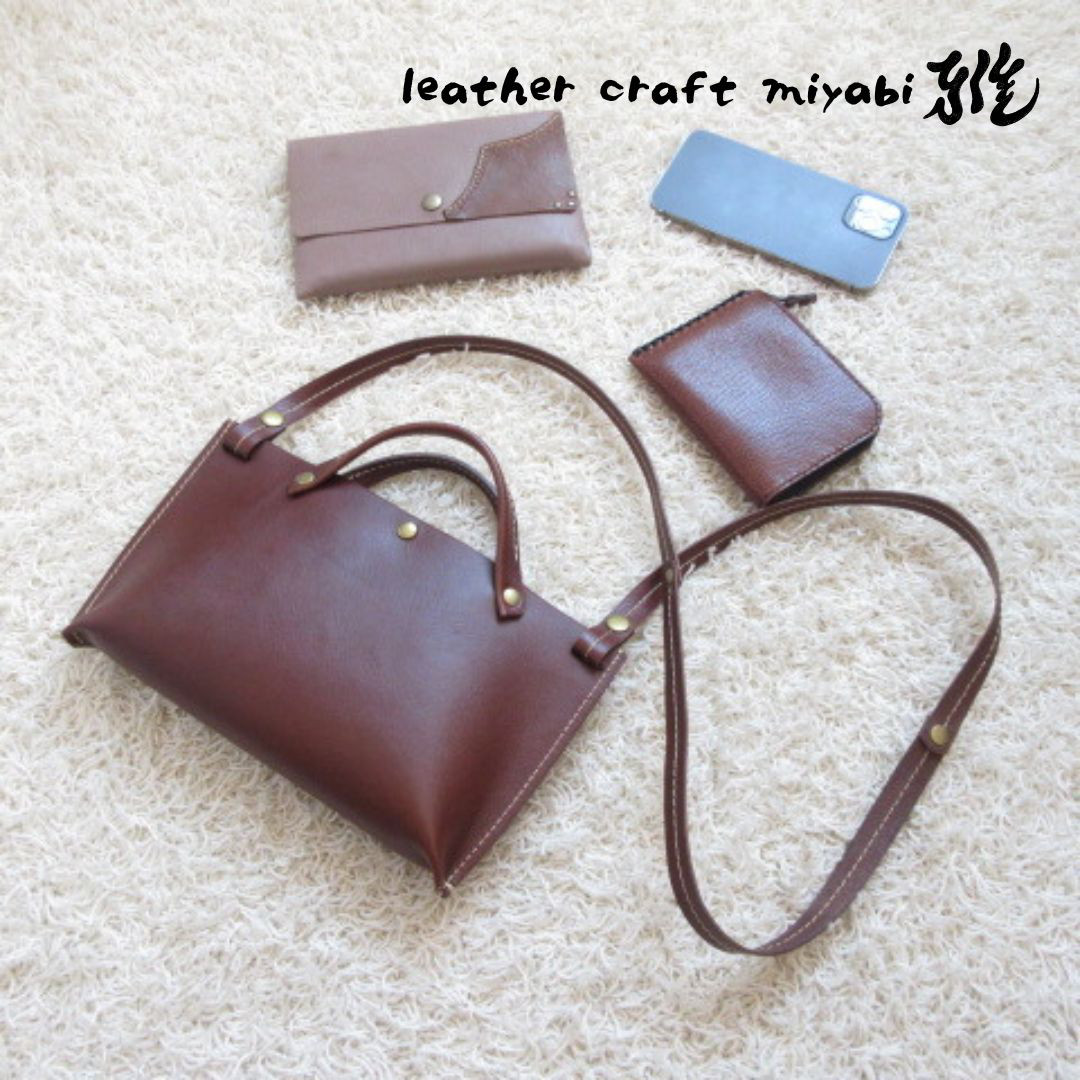 レクタングル♪《牛革》２wayサコッシュ・ブラウン・スムース・0113