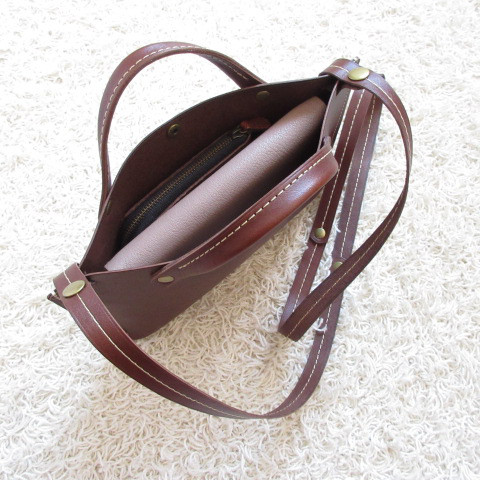 レクタングル♪《牛革》２wayサコッシュ・ブラウン・スムース・0113