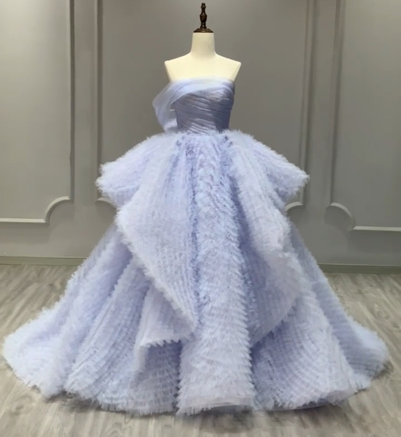 新作　ワンショルダー　アシメドレス　ラベンダー色パープル紫　カラー変更可能　個性的にパーティー　音楽会成人式卒挙式前撮り