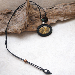 ジャスパー天然石マクラメネックレスmac438エスニックアジアンエキゾチックな金属アレルギーフリーのマクラメアクセサリー 5枚目の画像