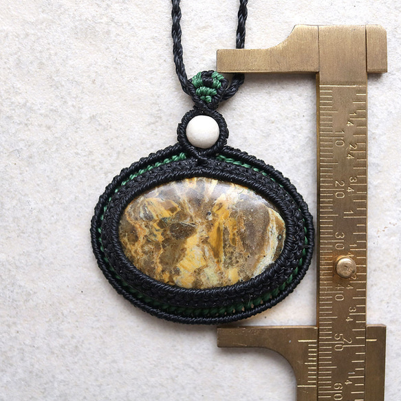 ジャスパー天然石マクラメネックレスmac438エスニックアジアンエキゾチックな金属アレルギーフリーのマクラメアクセサリー 10枚目の画像