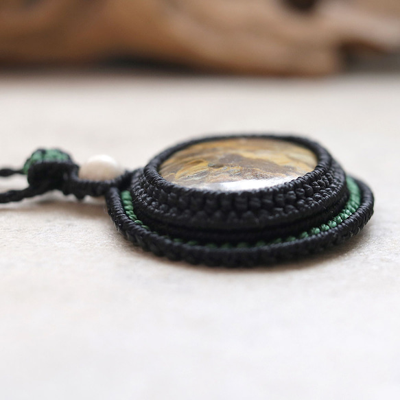 ジャスパー天然石マクラメネックレスmac438エスニックアジアンエキゾチックな金属アレルギーフリーのマクラメアクセサリー 8枚目の画像
