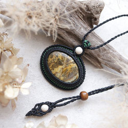 ゴールデンオブシディアンマクラメネックレスmac312天然石エスニック