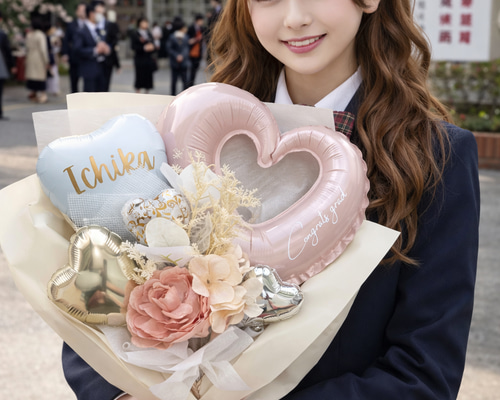 大人気‼︎◾️名入れ無料◾️BIG♪くすみバルーンブーケ 成人式 卒業式