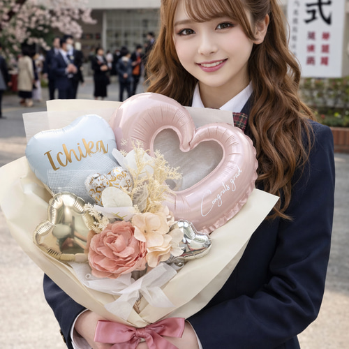大人気‼︎◾️名入れ無料◾️BIG♪くすみバルーンブーケ 成人式 卒業式