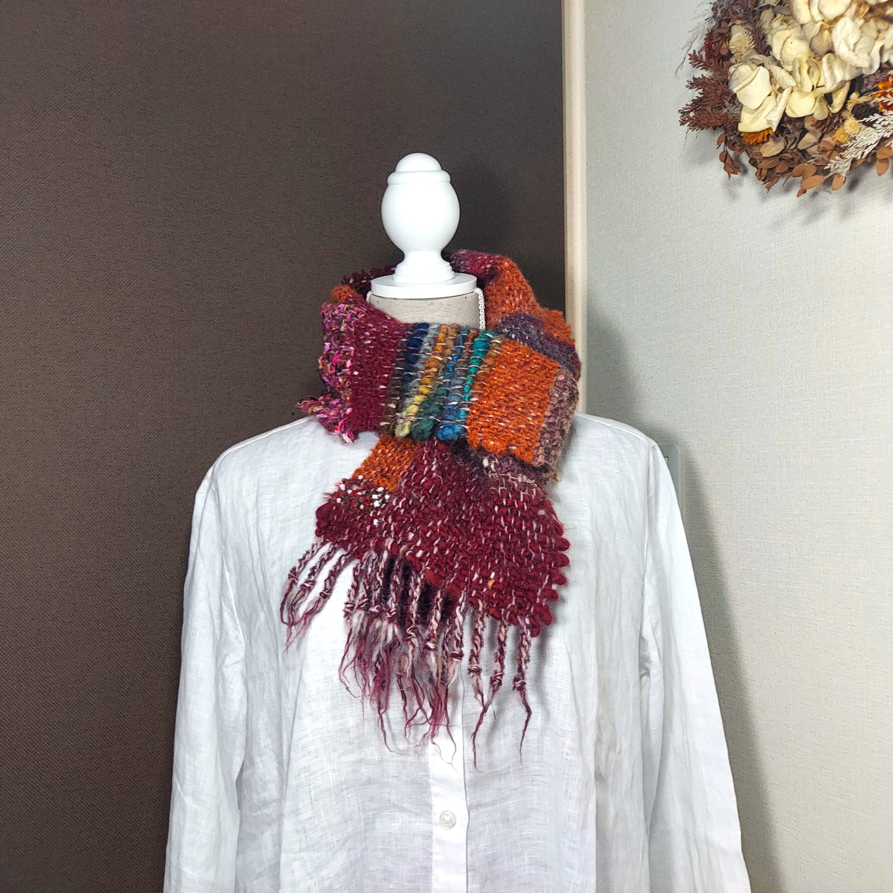 手織り　自由なマフラー　作品25062