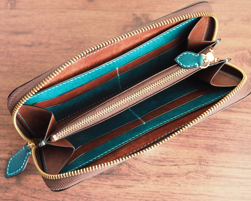 総手縫い│イタリアンレザーマルゴー│ラウンドファスナーの長財布