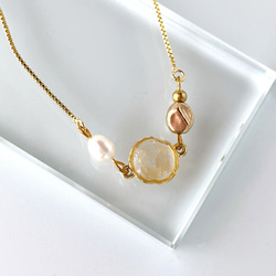 ≪11月の誕生石≫シトリンのフォークリングとブレスレットのセット　天然石 ゴールド フリーサイズ ギフト 5枚目の画像