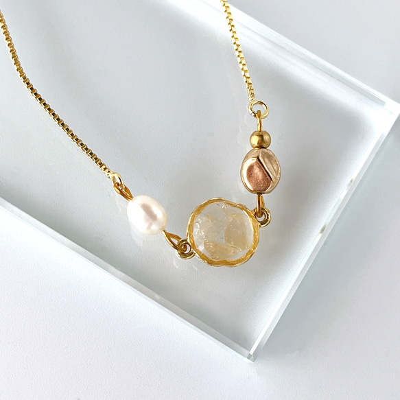 ≪11月の誕生石≫シトリンのフォークリングとブレスレットのセット　天然石 ゴールド フリーサイズ ギフト 5枚目の画像