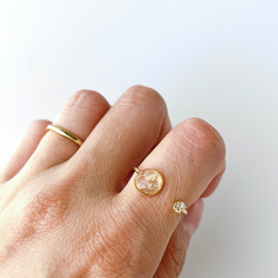 ≪11月の誕生石≫シトリンのフォークリングとブレスレットのセット　天然石 ゴールド フリーサイズ ギフト 3枚目の画像