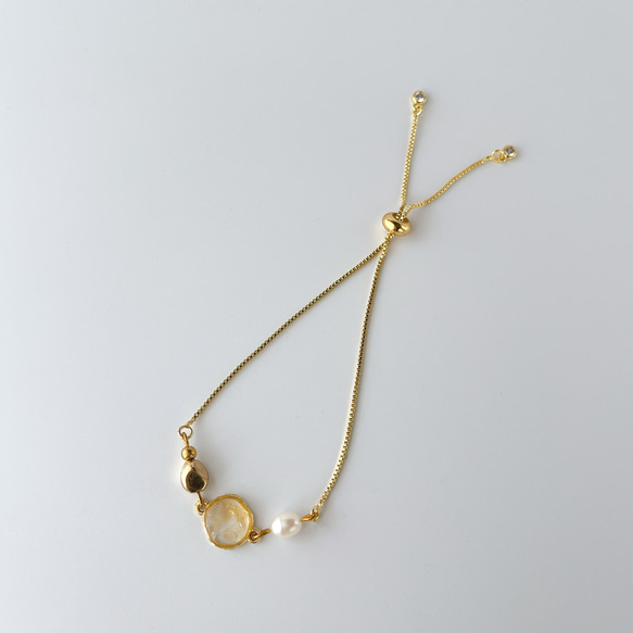 【11月の誕生石】シトリンのブレスレット　天然石 淡水パール ゴールド 推しカラー 推し色 プレゼント ギフト 3枚目の画像