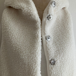 こつぶボア×フリース　フードベスト　オフ×オフ 8枚目の画像