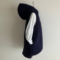 ボア×フリース　フードベスト　ネイビー×オフ　/ネイビー×ネイビー 9枚目の画像