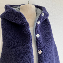 ボア×フリース　フードベスト　ネイビー×オフ　/ネイビー×ネイビー 5枚目の画像