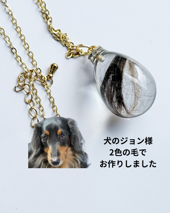 【選べるデザイン】うちの子の毛で作る 世界に一つのアクセサリー　ネックレス　キーホルダー　バッグチャーム 3枚目の画像