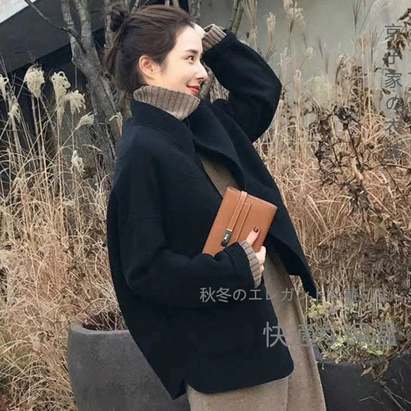 韓国系東大門ハイエンド両面カシミヤコート女性用ショート丈韓国版2025新型秋冬ウールコート