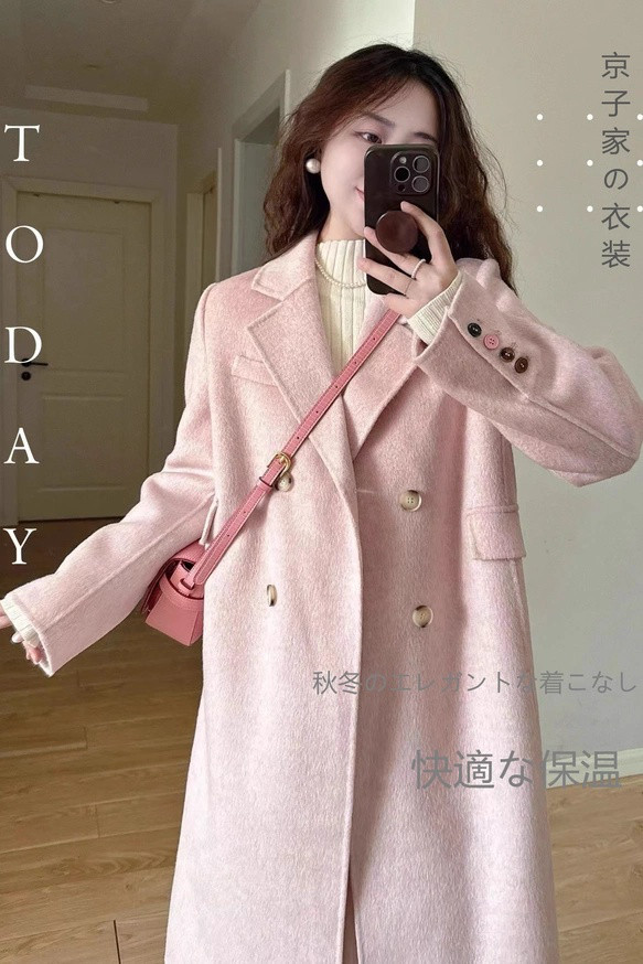 2025冬の新作リバーシブルカシミヤコート女韓系高級感ミディアム丈ショルダー小柄ファーコート