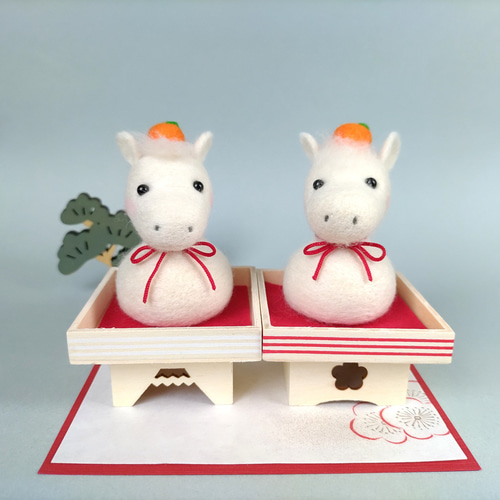 受注制作】2026(午年) 鏡餅な午さんのお正月飾り☆羊毛フェルト 羊毛