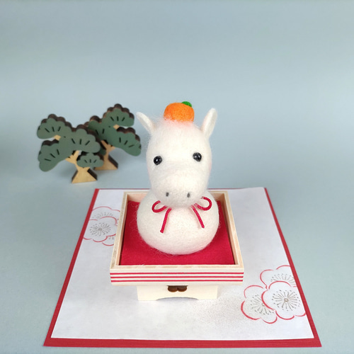 受注制作】2026(午年) 鏡餅な午さんのお正月飾り☆羊毛フェルト 羊毛