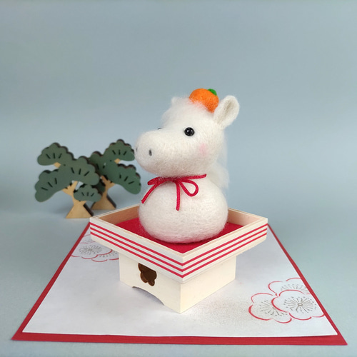 受注制作】2026(午年) 鏡餅な午さんのお正月飾り☆羊毛フェルト 羊毛