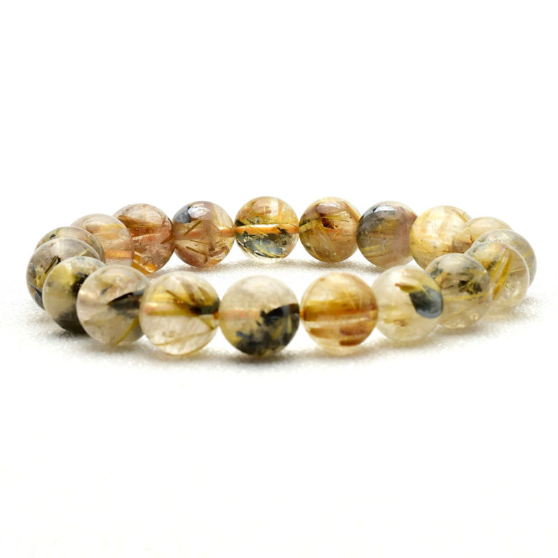 煌めく針が美しいルチルクォーツブレスレット 10-11mm 太陽放射ルチルクォーツ 一点物【GHB65】京海堂