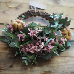 ユーカリとスターチスのハーフリース 【ドライフラワー】【ユーカリ