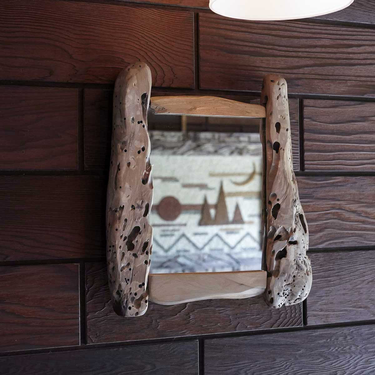 お部屋のポイントに　流木鏡　流木のミラー　卓上ミラー　壁掛けミラー　流木アート　木のインテリア　ナチュラルアート　１０１