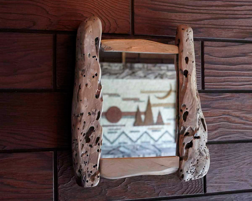 お部屋のポイントに 流木鏡 流木のミラー 卓上ミラー 壁掛けミラー