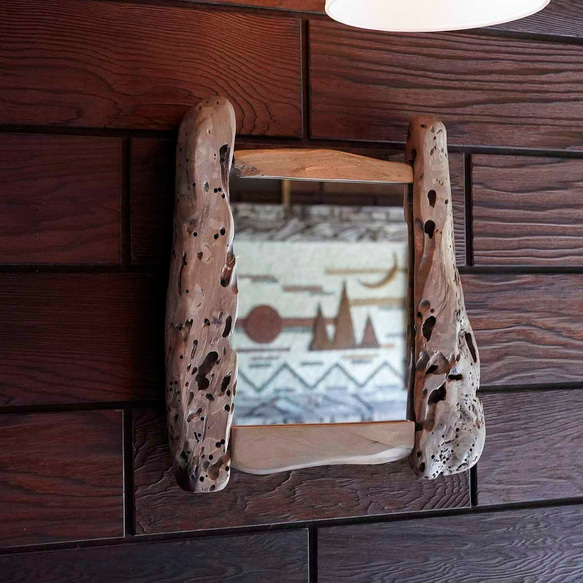 お部屋のポイントに 流木鏡 流木のミラー 卓上ミラー 壁掛けミラー