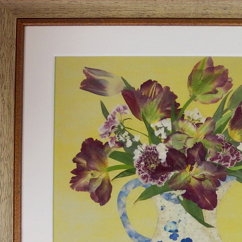 押し花(額入り) 5点 クリスマスセール 押し花額 押し花アート 白い花 展覧会出展作品