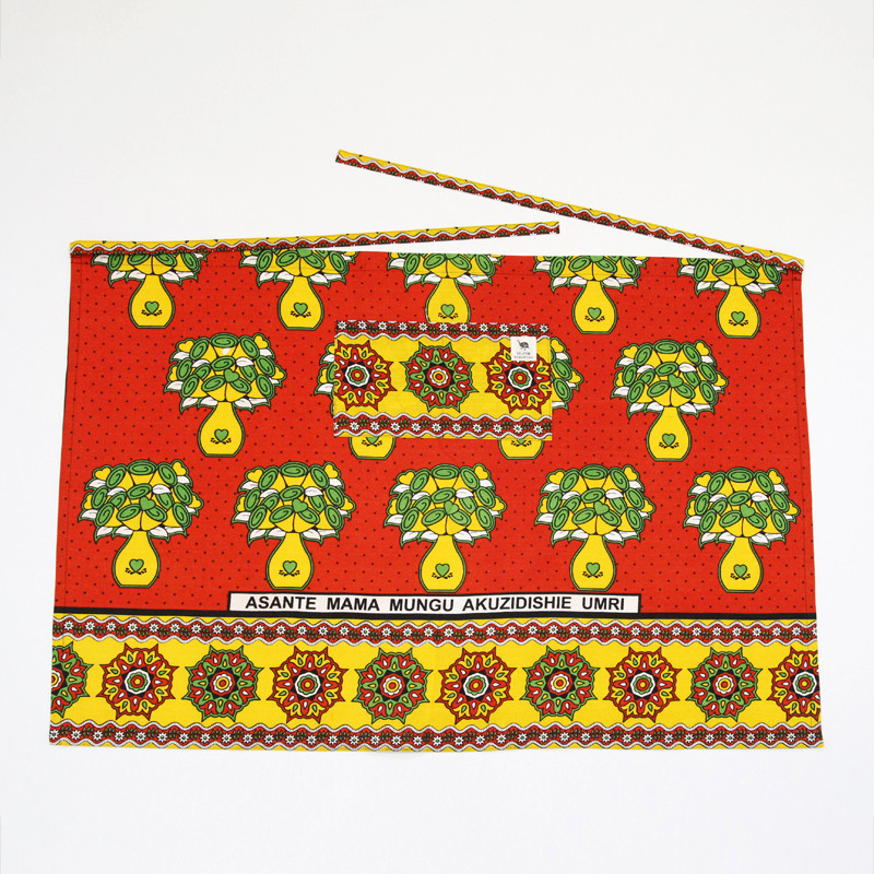 カンガのソムリエ・エプロン（ ブーケ 花束 ）ユニセックス カフェ ロング キャンプ アウトドア