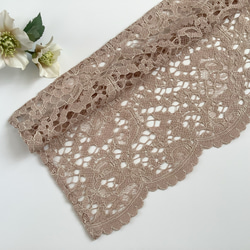 アンティークカラーのレース帯揚げ　スカラップ  ピンクベージュ／帯飾り 5枚目の画像