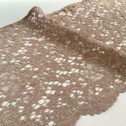 アンティークカラーのレース帯揚げ　スカラップ  ピンクベージュ／帯飾り 2枚目の画像