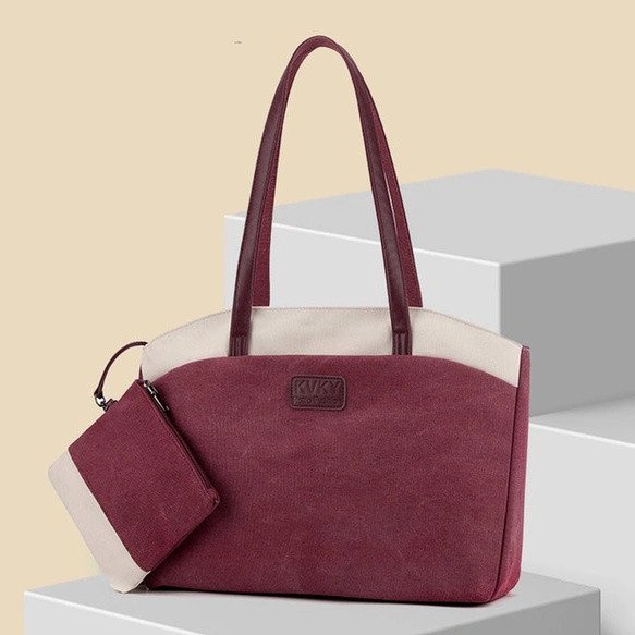 帆布 ファスナー付き2WAYトートバッグ カジュアル通勤ショルダーバッグ 大容量A4サイズ 特集掲 4,436円