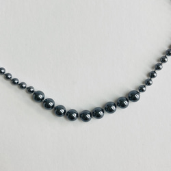 ガラスパールオールノットネックレス/約5x8mm約43cm/ガンメタル/R/made in japan 3枚目の画像