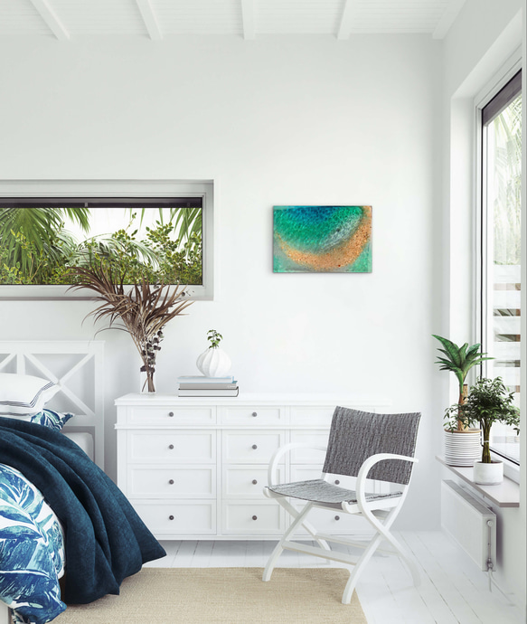 アートパネル  なも無い島　ムーンビーチエメラルドの海　波紋の穏やかな海　タイプE 8枚目の画像